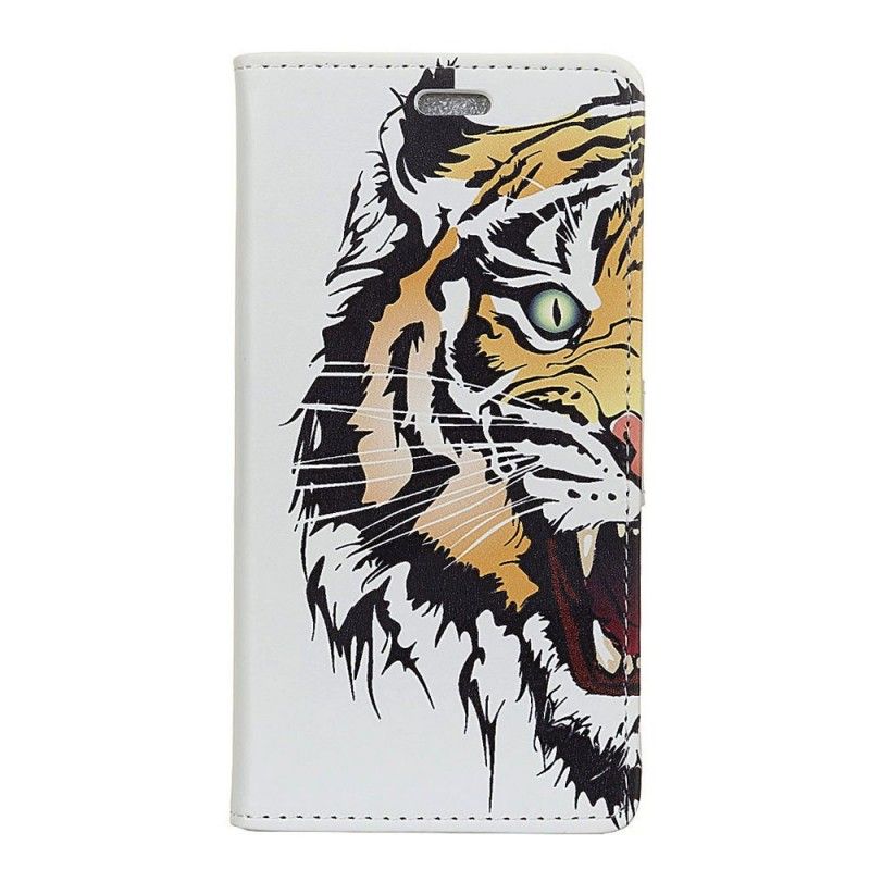 Leren Hoesje Huawei P30 Lite Telefoonhoesje Woeste Tijger