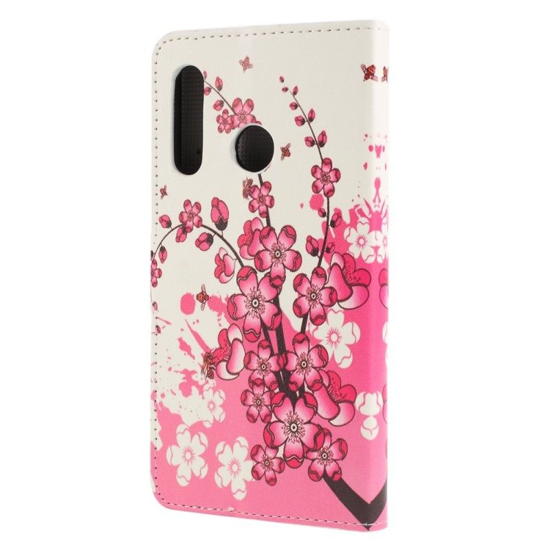 Leren Hoesje Huawei P30 Lite Tropische Bloemen