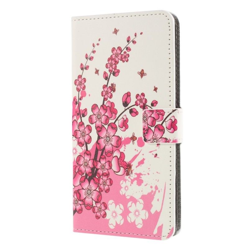 Leren Hoesje Huawei P30 Lite Tropische Bloemen