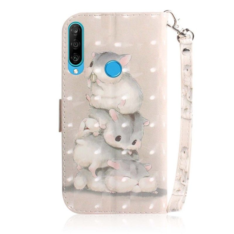 Leren Hoesje voor Huawei P30 Lite Hamsters Met String