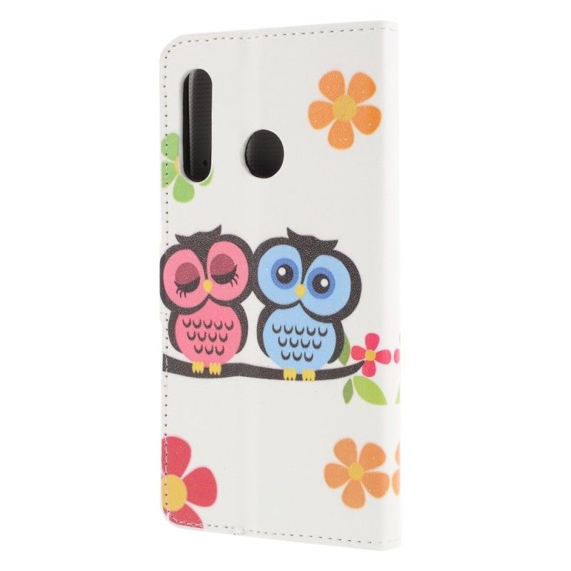 Leren Hoesje voor Huawei P30 Lite Paar Uilen