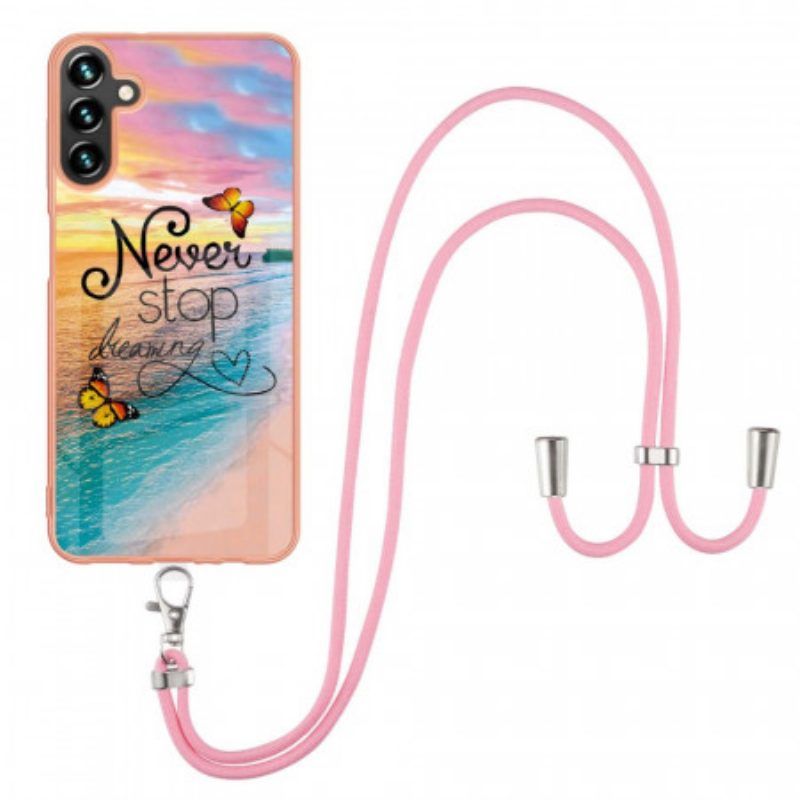 Hoesje voor Samsung Galaxy A13 5G / A04s Met Koord Driehoeken Met Lanyard