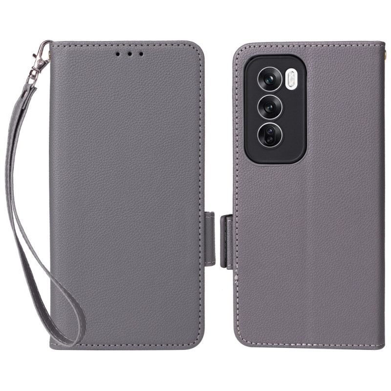 Flip Case Leren Oppo Reno 12 5g Finesse Leereffect Met Riem