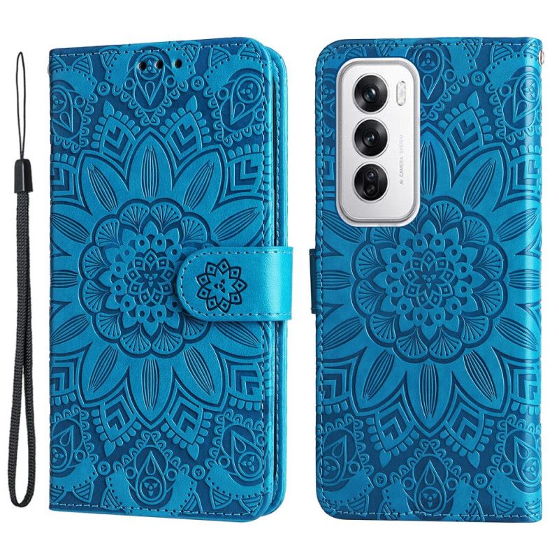 Folio-hoesje Oppo Reno 12 5g Telefoonhoesje Zonnebloempatroon En Riem