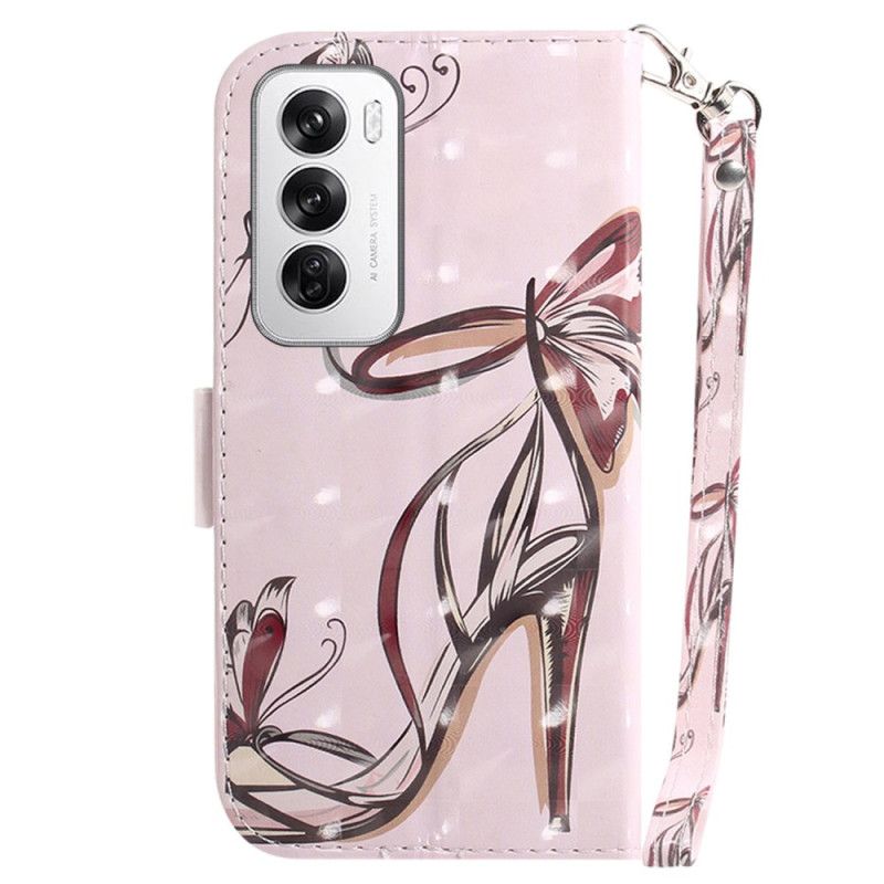 Leren Hoesje Oppo Reno 12 5g Pomp Met Bandjes Bescherming Hoesje