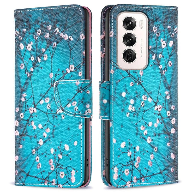 Leren Hoesje Oppo Reno 12 5g Pruimenbloesems Bescherming Hoesje