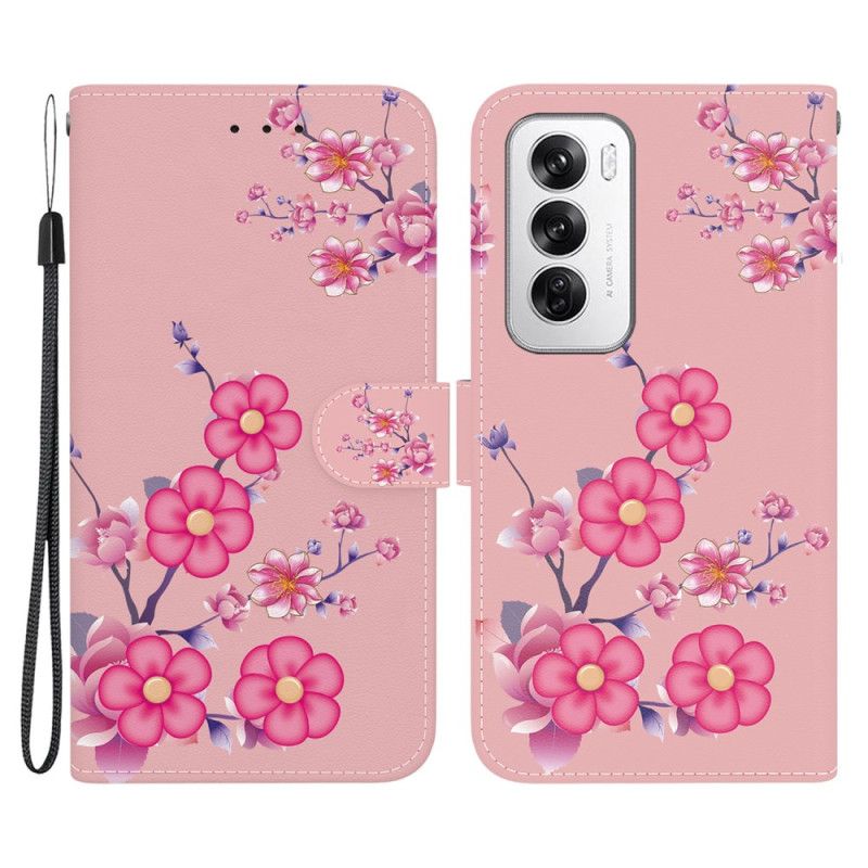 Leren Hoesje Voor Oppo Reno 12 5g Sakura Met Riem