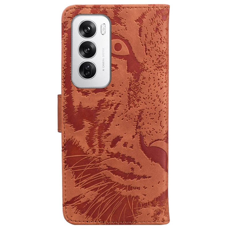 Leren Hoesje Voor Oppo Reno 12 5g Tijgervoetafdruk