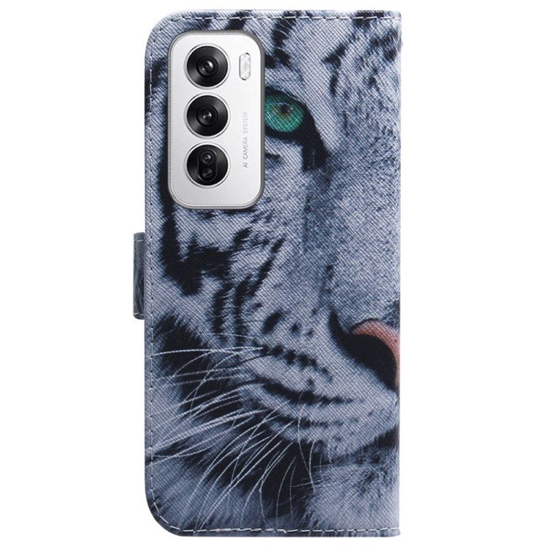 Leren Hoesje Voor Oppo Reno 12 5g Witte Tijger