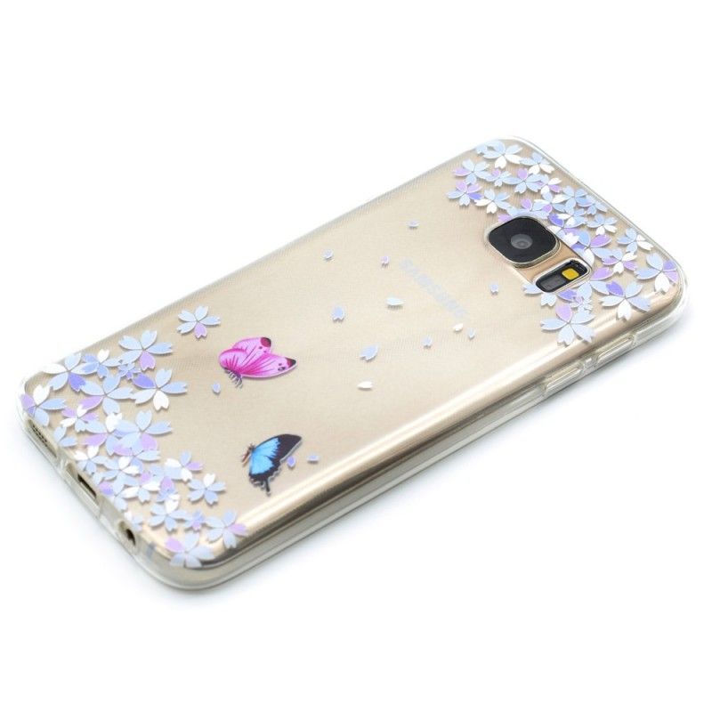 Case Hoesje Samsung Galaxy S7 Telefoonhoesje Transparante Vlinders En Bloemen