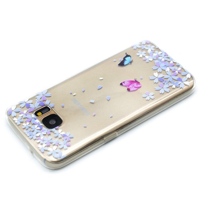 Case Hoesje Samsung Galaxy S7 Telefoonhoesje Transparante Vlinders En Bloemen