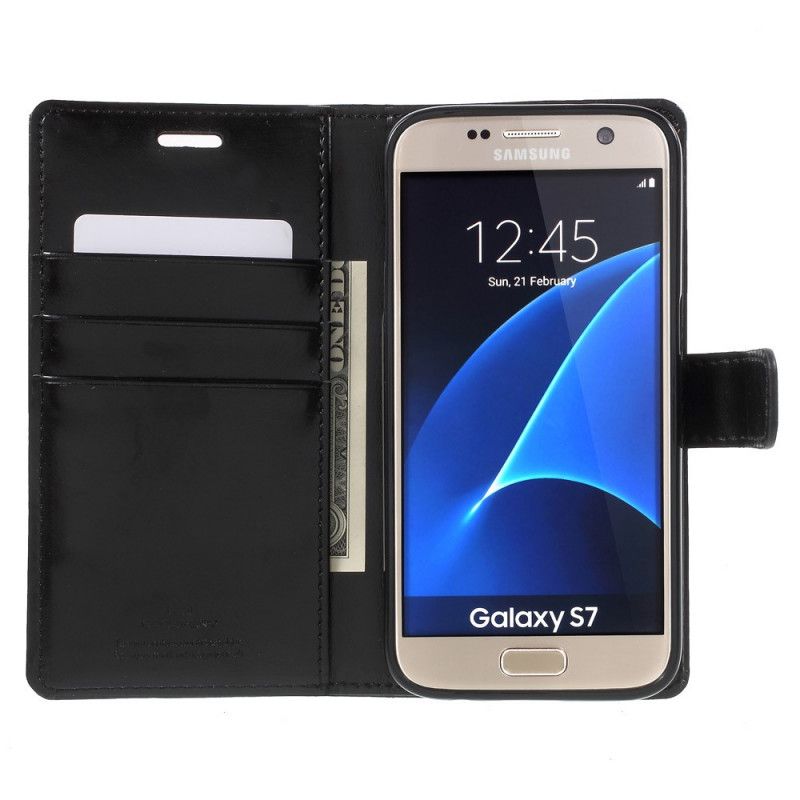 Cover Folio-hoesje Samsung Galaxy S7 Telefoonhoesje Kwikblauwe Maan Leereffect