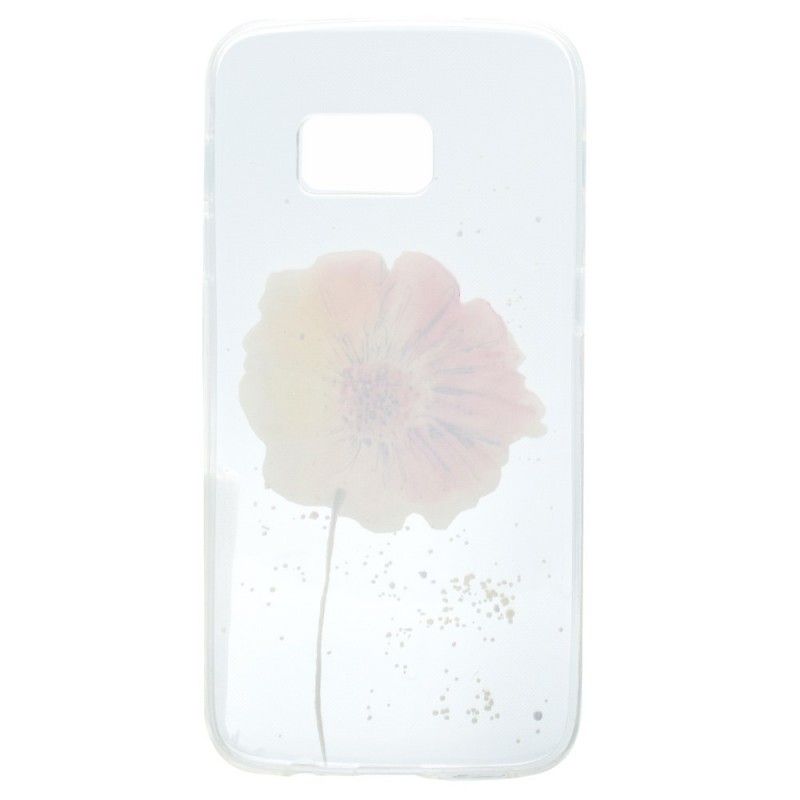 Cover Hoesje Samsung Galaxy S7 Telefoonhoesje Transparante Aquarel Klaproos