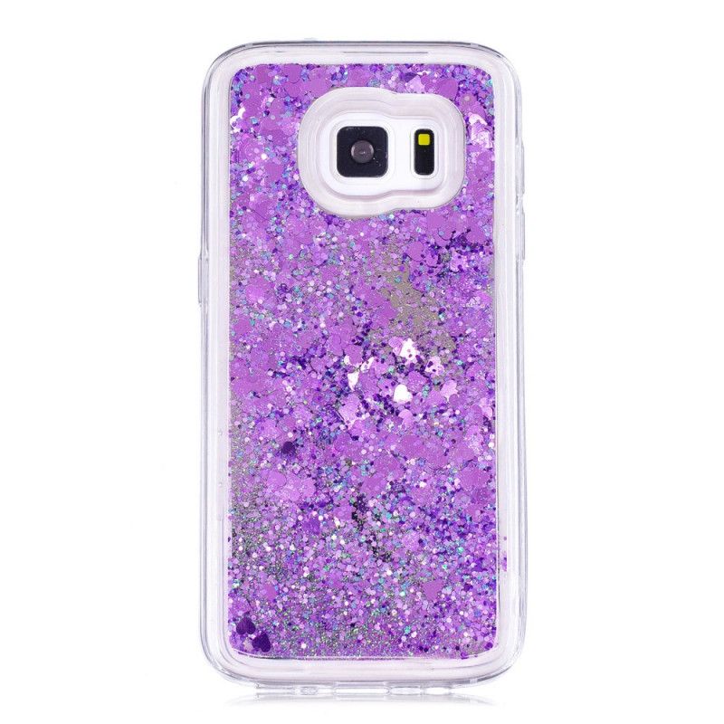 Hoesje voor Samsung Galaxy S7 Paars Roze Glitterpoeder