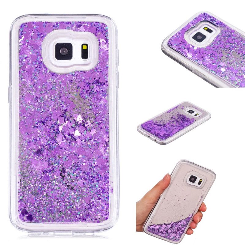 Hoesje voor Samsung Galaxy S7 Paars Roze Glitterpoeder