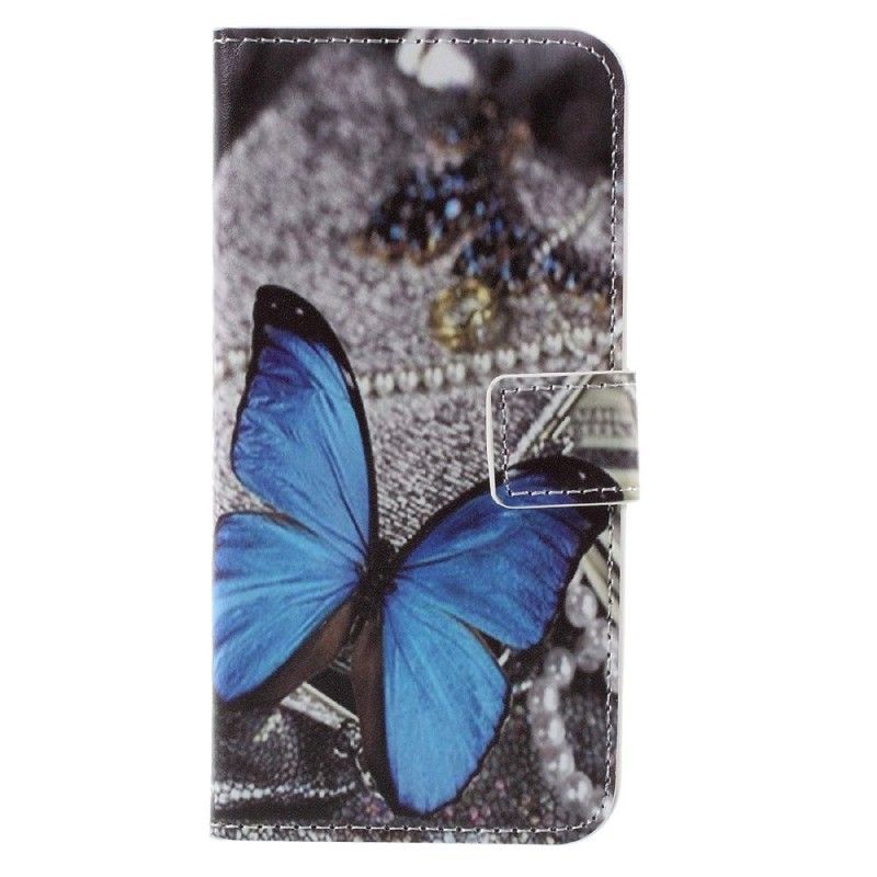 Leren Hoesje Samsung Galaxy S7 Blauwe Vlinder