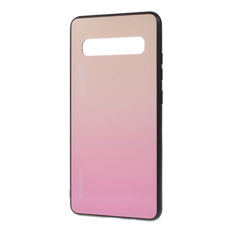 Case Hoesje Samsung Galaxy S10 5G Magenta Rood Telefoonhoesje Wees Jezelf Gehard Glas