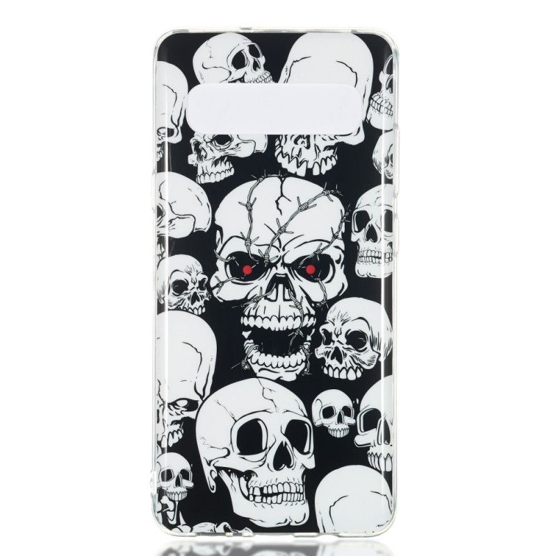 Case Hoesje Samsung Galaxy S10 5G Telefoonhoesje Aandacht Fluorescerende Schedels