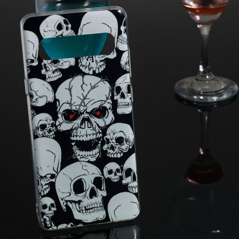 Case Hoesje Samsung Galaxy S10 5G Telefoonhoesje Aandacht Fluorescerende Schedels