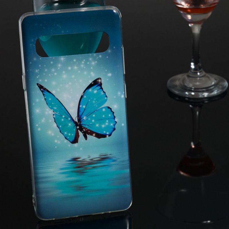 Case Hoesje Samsung Galaxy S10 5G Telefoonhoesje Fluorescerende Blauwe Vlinder