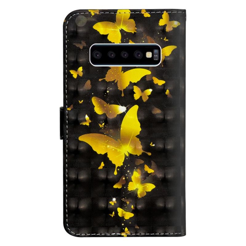 Flip Case Leren Samsung Galaxy S10 5G Gele Vlinders