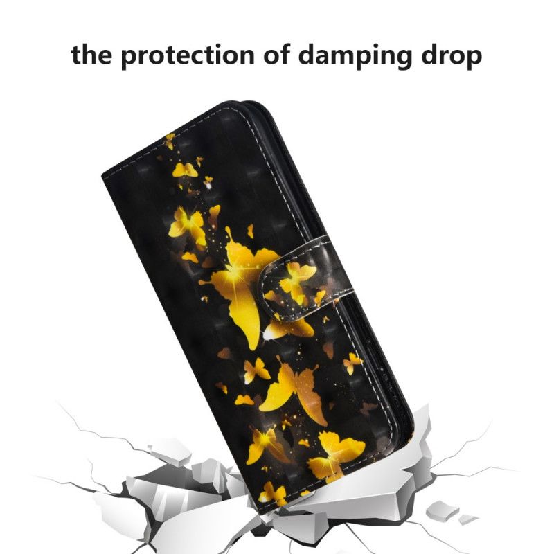 Flip Case Leren Samsung Galaxy S10 5G Gele Vlinders