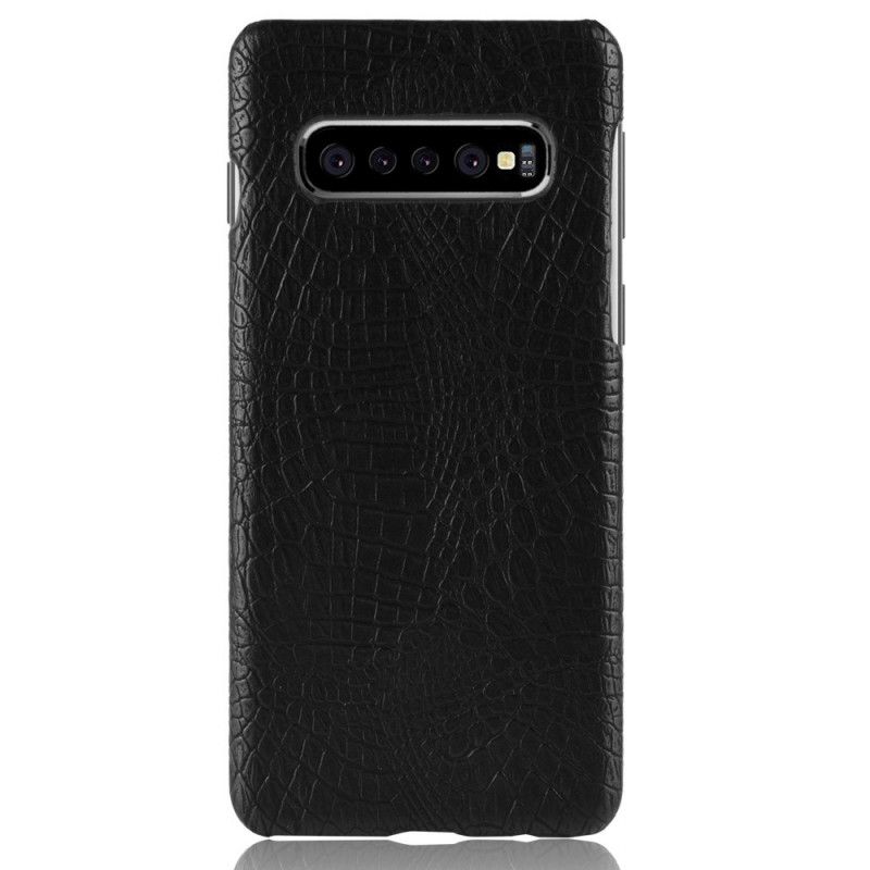 Hoesje Samsung Galaxy S10 5G Lichtblauw Zwart Krokodillenhuideffect