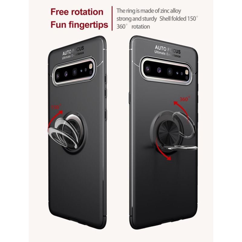 Hoesje Samsung Galaxy S10 5G Rood Zwart Lenuo Roterende Ring