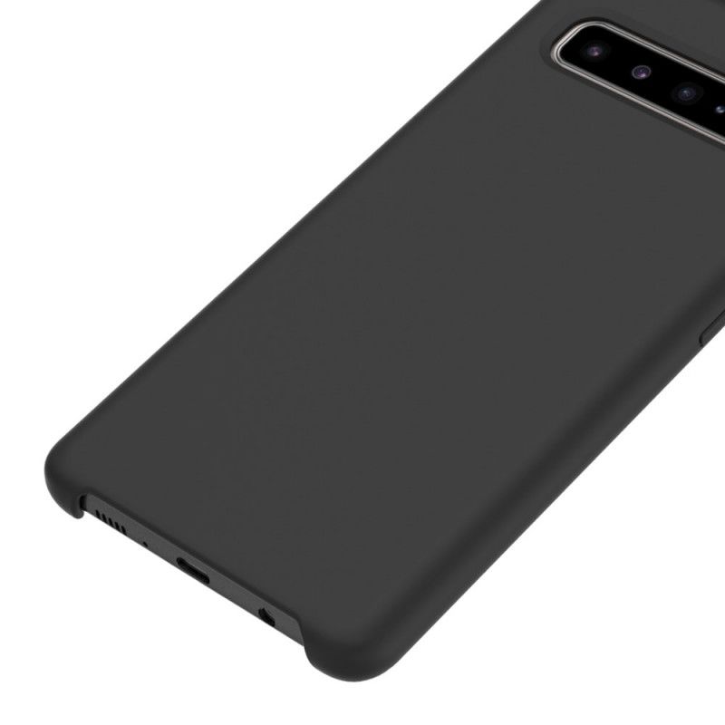 Hoesje Samsung Galaxy S10 5G Rood Zwart Siliconen Zijdeachtige Aanraking