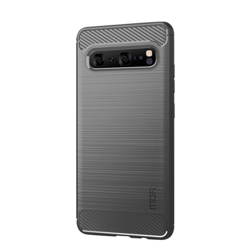 Hoesje voor Samsung Galaxy S10 5G Grijs Zwart Mofi Geborstelde Koolstofvezel