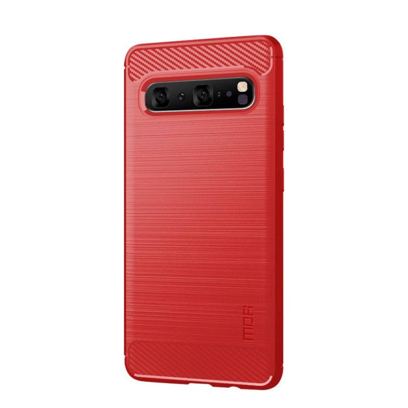 Hoesje voor Samsung Galaxy S10 5G Grijs Zwart Mofi Geborstelde Koolstofvezel