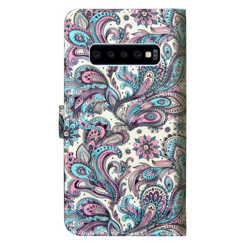 Leren Hoesje Samsung Galaxy S10 5G Bloemen Met Een Patroon