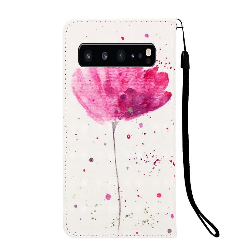 Leren Hoesje voor Samsung Galaxy S10 5G Aquarel Klaproos