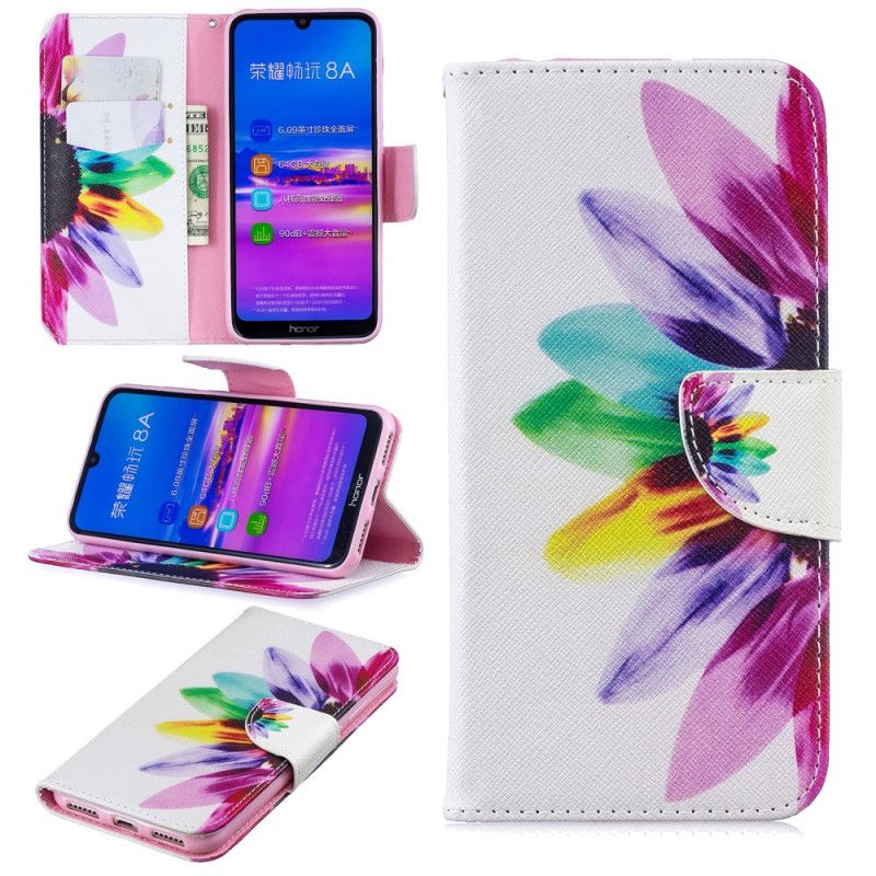 Leren Hoesje Honor 8A Aquarelbloem