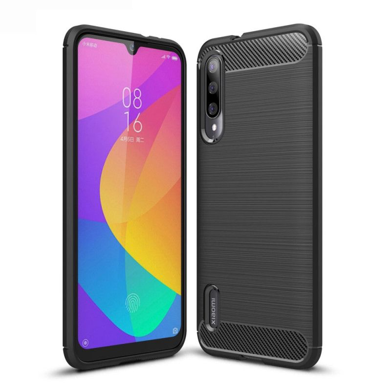 Case Hoesje Xiaomi Mi A3 Rood Zwart Telefoonhoesje Geborsteld Koolstofvezel