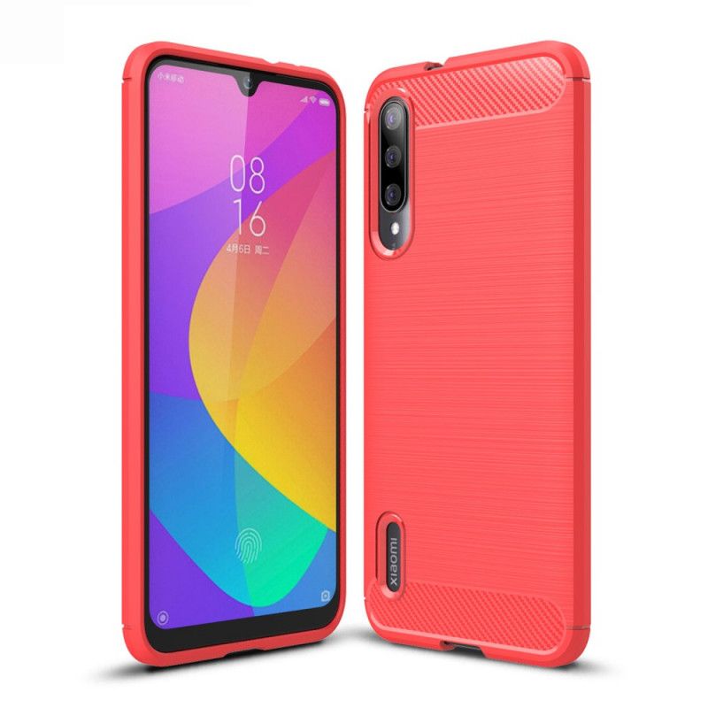 Case Hoesje Xiaomi Mi A3 Rood Zwart Telefoonhoesje Geborsteld Koolstofvezel