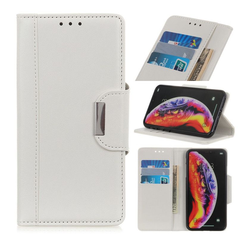 Cover Folio-hoesje Xiaomi Mi A3 Wit Zwart Telefoonhoesje Sluiting Elegantie Van Imitatieleer