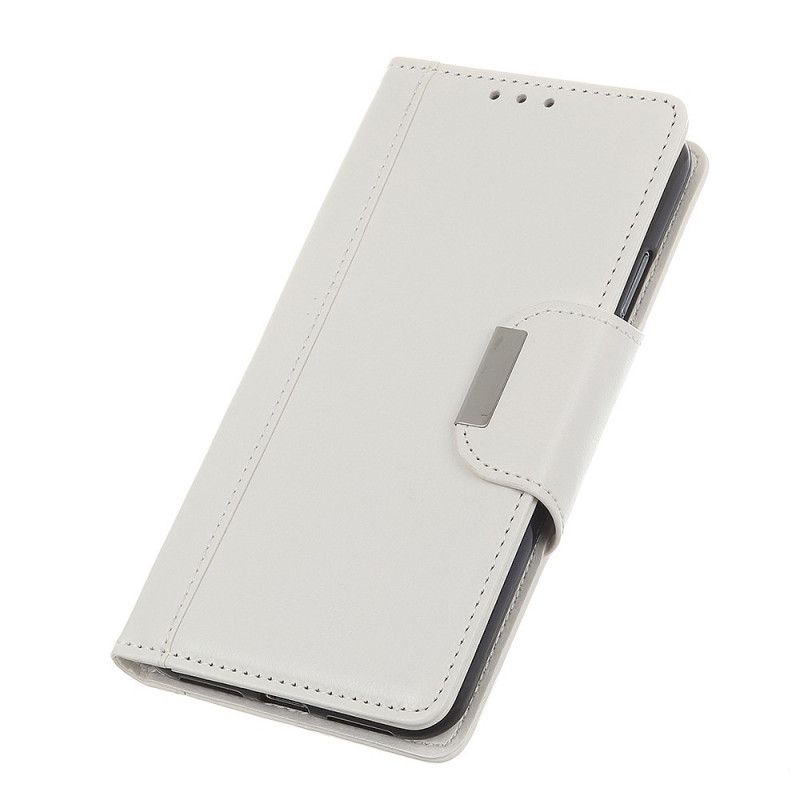 Cover Folio-hoesje Xiaomi Mi A3 Wit Zwart Telefoonhoesje Sluiting Elegantie Van Imitatieleer