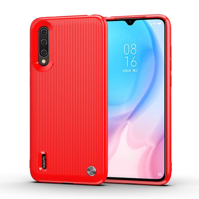 Cover Hoesje Xiaomi Mi A3 Rood Zwart Telefoonhoesje Getextureerde Siliconen