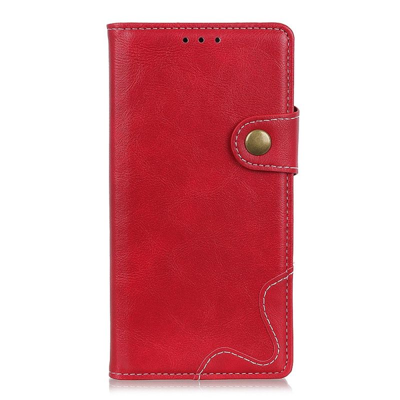 Flip Case Leren Xiaomi Mi A3 Rood Zwart Artistieke Knoop En Stiksel