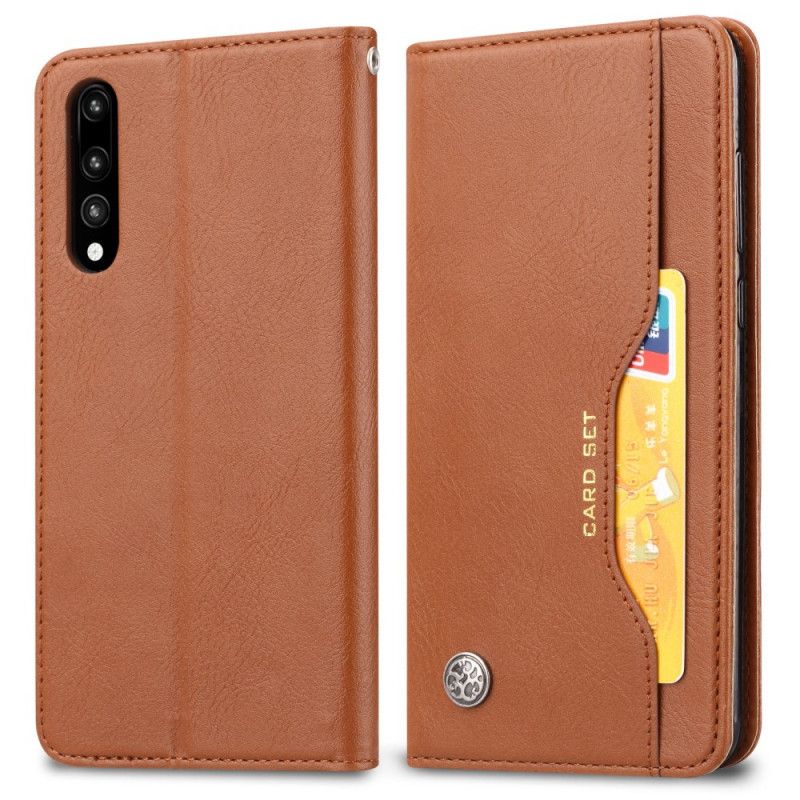 Folio-hoesje voor Xiaomi Mi A3 Bruin Zwart Kaarthouder Van Imitatieleer