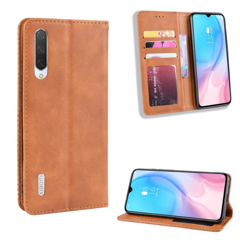 Folio-hoesje voor Xiaomi Mi A3 Rood Zwart Gestileerd Vintage Leereffect