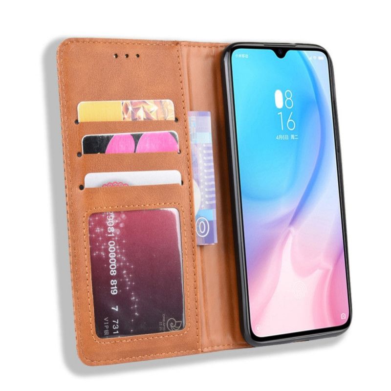 Folio-hoesje voor Xiaomi Mi A3 Rood Zwart Gestileerd Vintage Leereffect