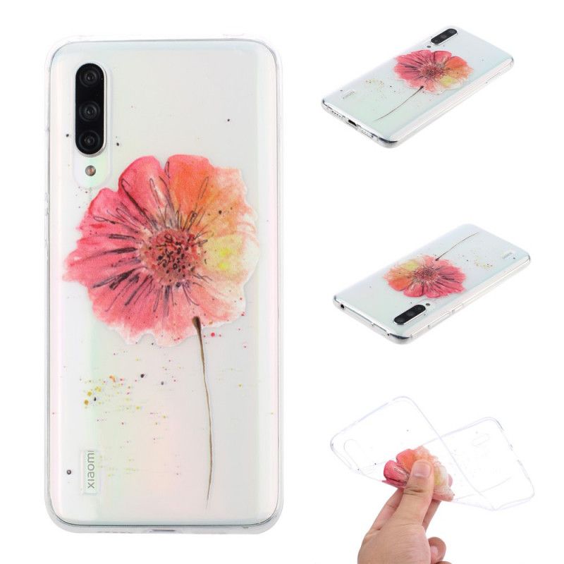 Hoesje voor Xiaomi Mi A3 Transparante Aquarel Klaproos