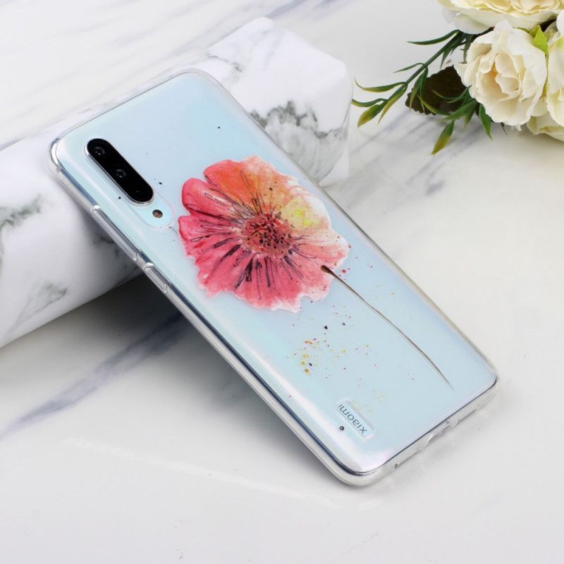 Hoesje voor Xiaomi Mi A3 Transparante Aquarel Klaproos