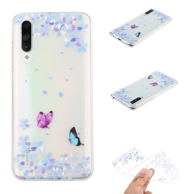 Hoesje Xiaomi Mi A3 Transparante Vlinders En Bloemen