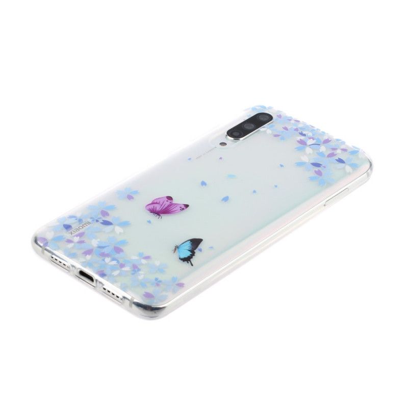 Hoesje Xiaomi Mi A3 Transparante Vlinders En Bloemen