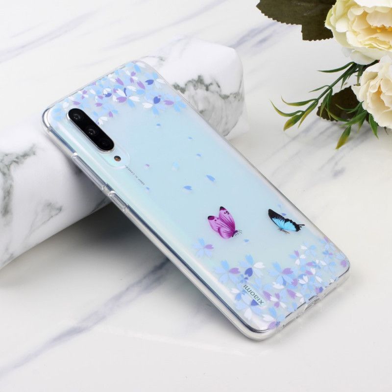 Hoesje Xiaomi Mi A3 Transparante Vlinders En Bloemen