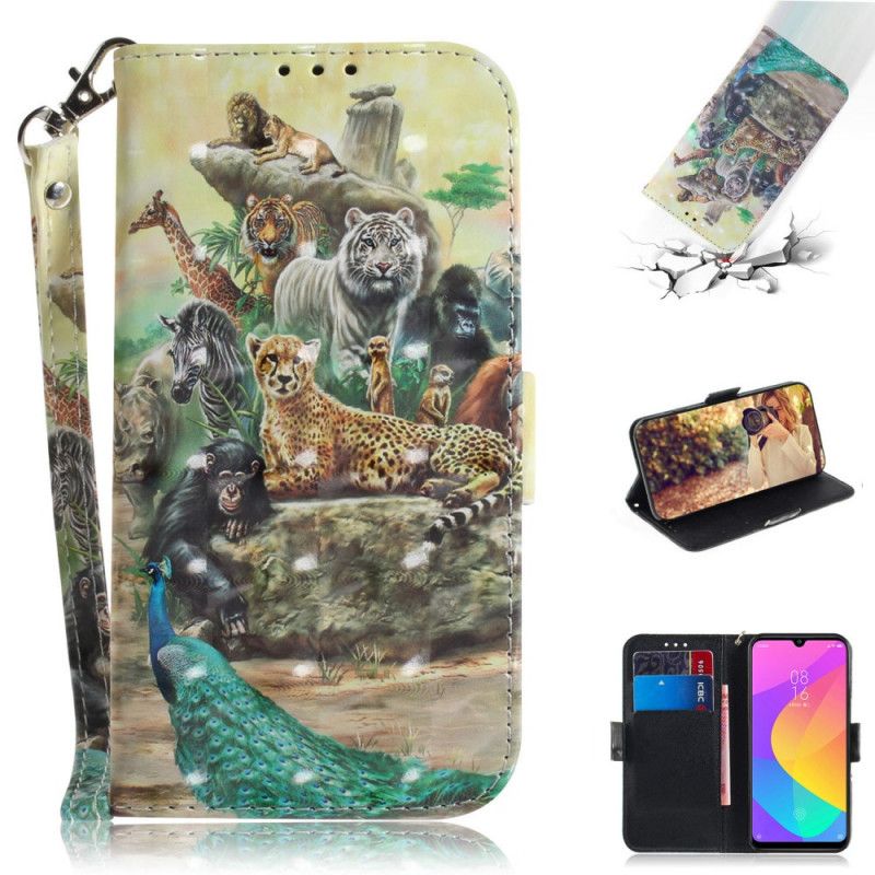 Leren Hoesje voor Xiaomi Mi A3 String Safari Dieren