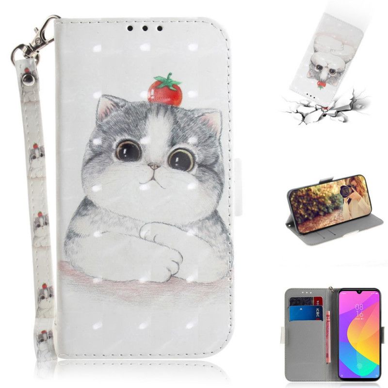 Leren Hoesje voor Xiaomi Mi A3 Tomaat Op De String Kat